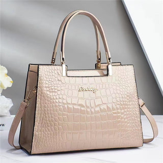 Melinda - Handtasche aus glänzendem Krokodil - Handtaschen - Khaki - Müller Mode