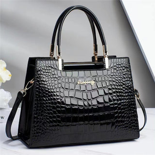 Melinda - Handtasche aus glänzendem Krokodil - Handtaschen - Schwarz - Müller Mode