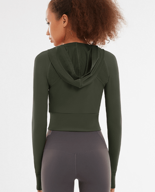 Merna Beschnittener Kapuzenpullover - Sweatshirts & Hoodies - Grün - Müller Mode