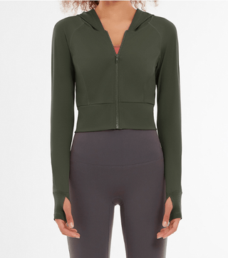 Merna Beschnittener Kapuzenpullover - Sweatshirts & Hoodies - Grün - Müller Mode