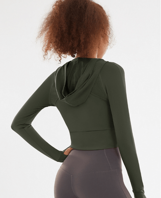 Merna Beschnittener Kapuzenpullover - Sweatshirts & Hoodies - Grün - Müller Mode