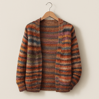 Mette Mehrfarbige Strickjacke - Strickwaren - Rot - Müller Mode