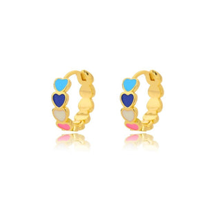 Micara - Happy Hoops - Ohrringe - Ohrringe - Goldene Regenbogenherzen - Müller Mode