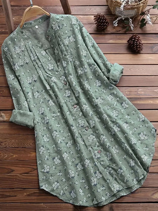 Mila - Klassisches Sommerhemd - Blumenmuster - Kleider - Grün - Müller Mode