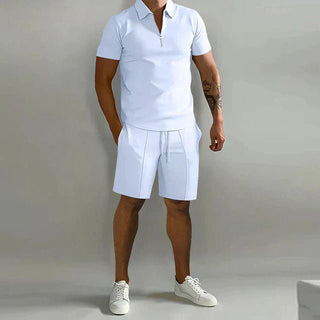 Milan Polo mit Zip und Shorts - Set - Sets - Weiß - Müller Mode