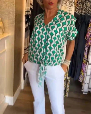 Miley - Oberteile - Bedruckte Freizeitbluse - Bluse - Grün - Müller Mode