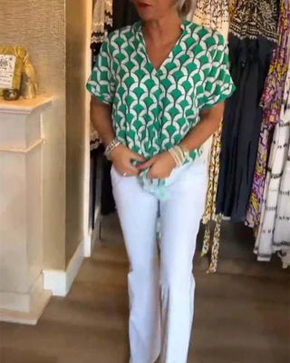 Miley - Oberteile - Bedruckte Freizeitbluse - Bluse - Grün - Müller Mode