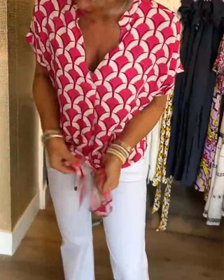 Miley - Oberteile - Bedruckte Freizeitbluse - Bluse - Rot - Müller Mode