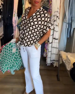 Miley - Oberteile - Bedruckte Freizeitbluse - Bluse - Schwarz - Müller Mode