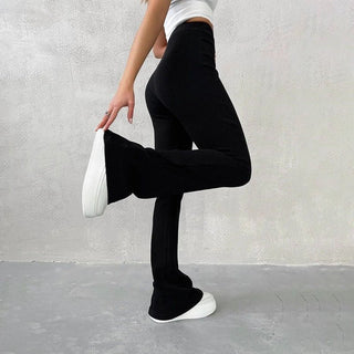 Nancie - Gerippte Schlaghosen - Hohe Taille - Leggings - Schwarz - Müller Mode