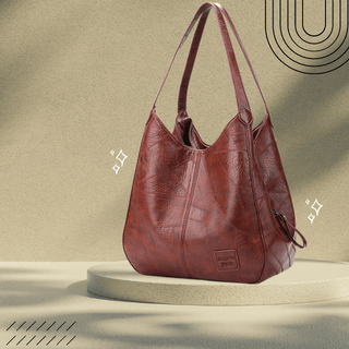 Naoko - Leder - Schultertasche - Geräumiges Inneres - Schultertaschen - Weinrot - Müller Mode