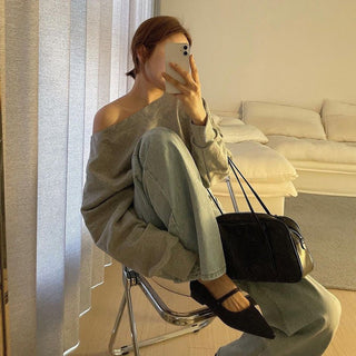 Natasha Gekürztes Schulterfreies Sweatshirt - Sweatshirts & Hoodies - Hell Grau - Müller Mode