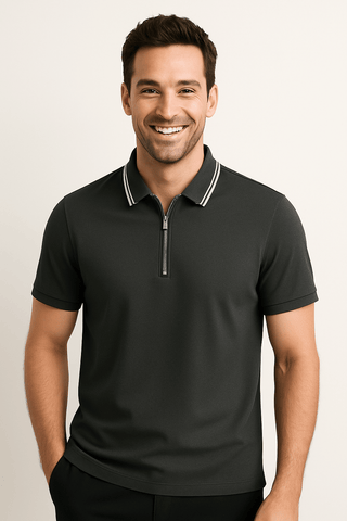 Nathaniel Poloshirt mit Reißverschluss - Polos - Grau - Müller Mode