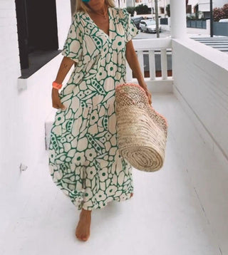 Nicole - Maxi - Kleid - V - Ausschnitt - Kleider - Grün - Müller Mode