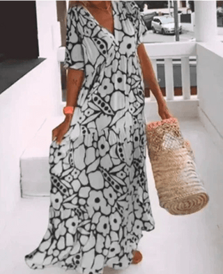 Nicole - Maxi - Kleid - V - Ausschnitt - Kleider - Schwarz - Müller Mode