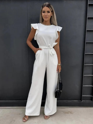 Nina - Eleganter Jumpsuit mit Rüschenärmeln - Sets - Aprikose - Müller Mode