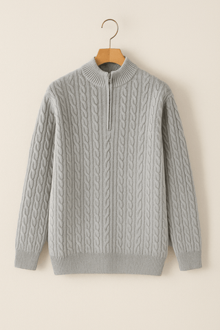 Noah Zopfstrickpullover mit Reißverschluss - Strickwaren - Grau - Müller Mode