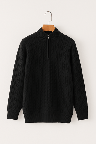 Noah Zopfstrickpullover mit Reißverschluss - Strickwaren - Schwarz - Müller Mode