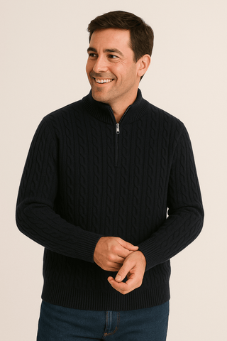 Noah Zopfstrickpullover mit Reißverschluss - Strickwaren - Schwarz - Müller Mode