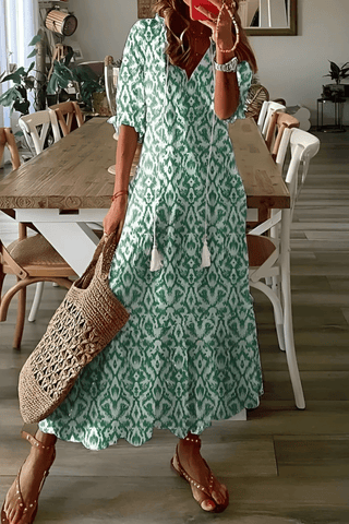 Noelle Bedrucktes Fließendes Kleid - Kleider - Grün - Müller Mode