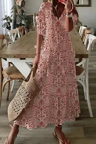 Noelle Bedrucktes Fließendes Kleid - Kleider - Rosa - Müller Mode
