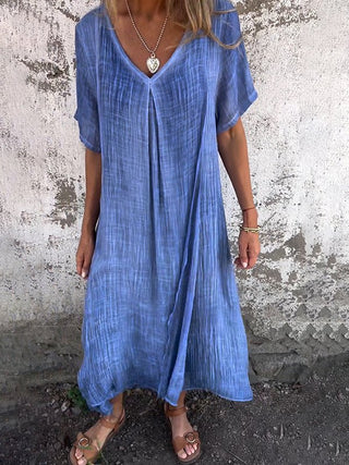 Norah - Midikleid - V - Ausschnitt - Kleider - Blau - Müller Mode
