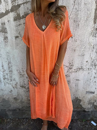 Norah - Midikleid - V - Ausschnitt - Kleider - Orange - Müller Mode