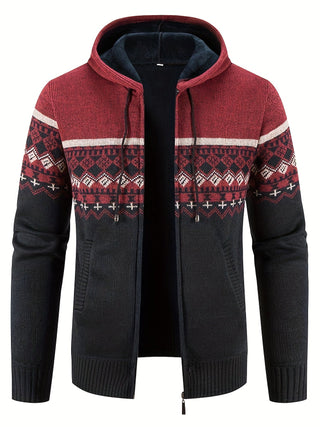 Ole - Warmer Kapuzenpulli mit Seitentaschen - Strickwaren - Weinrot - Müller Mode