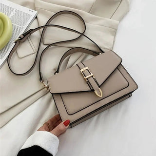 Olive - Leder - Schultertasche - Klassischer Überschlagstil - Schultertaschen - Khaki - Müller Mode
