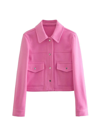 Oona - Herbstmode Jacke - Fronttaschen Stil - Leichte Jacken - Rosa - Müller Mode