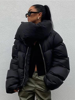 Oriana - Oversized - Pufferjacke - Kuscheliger Rollkragen - Pufferjacken - Schwarz - Müller Mode