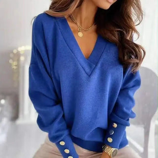 Petra - Bequemer Winterpulli mit V - Ausschnitt - Sweatshirts & Hoodies - Blau - Müller Mode