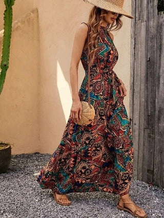 Philine - Maxi - Kleid - Retro Halternek - Kleider - Grün - Müller Mode