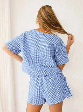Quinn - Kariertes Set - Luftige Krawatte für Stil - Sets - Blau - Müller Mode