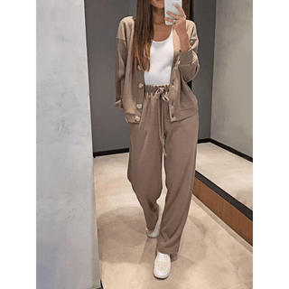 Raisa Strickjacke - und Hosen - Set - Sets - Kaffee - Müller Mode