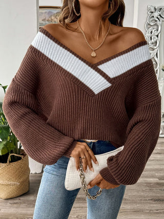 Raquel - Herbststrickpullover - Drop - Shoulder - Stil - Strickwaren - Braun - Müller Mode