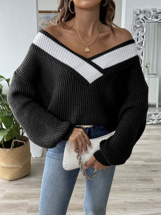 Raquel - Herbststrickpullover - Drop - Shoulder - Stil - Strickwaren - Schwarz - Müller Mode