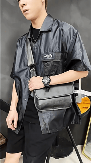 Rodney - Leder Umhängetasche - Trendy Klappe Stil - Schultertaschen - Grau - Müller Mode