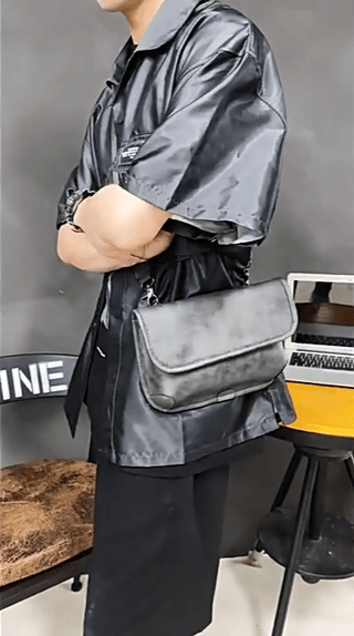 Rodney - Leder Umhängetasche - Trendy Klappe Stil - Schultertaschen - Grau - Müller Mode