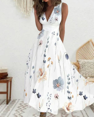 Romy - Blumen - Kleid - Ärmellos - Kleider - Grau - Müller Mode