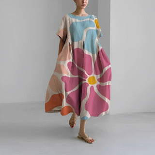 Rosa - Boho - Blumenkleid - Weites Kleid - Kleider - Rosa - Müller Mode
