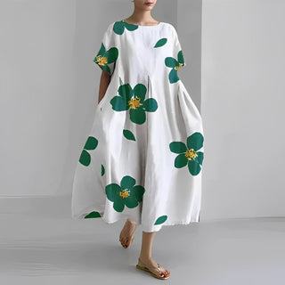 Rosa - Boho - Blumenkleid - Weites Kleid - Kleider - Weiß - Müller Mode