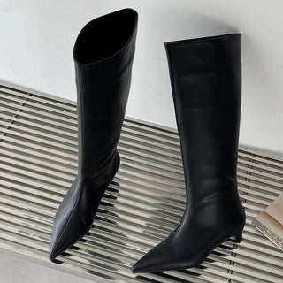 Rosette - Kniehohe Stiefel - Spitz Zulaufend - Stiefel - Schwarz - Müller Mode