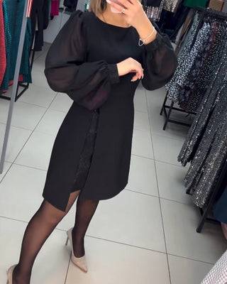 Ruby - Kleid - Stilvolle Laternenärmel - Kleider - Schwarz - Müller Mode