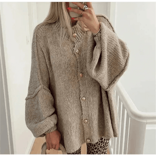 Sally Übergröße Strickjacke - Strickwaren - Aprikose - Müller Mode