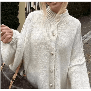 Sally Übergröße Strickjacke - Strickwaren - Weiß - Müller Mode