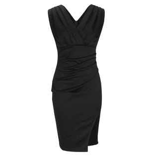 Samira - V - Ausschnitt Plissiertes Kleid - Ärmellos - Kleider - Schwarz - Müller Mode