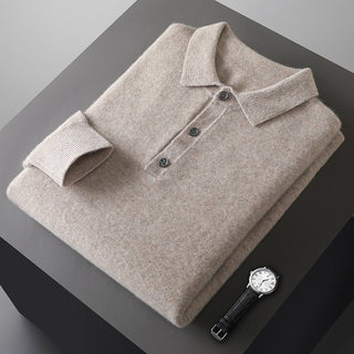 Samuel Strickpullover mit Polokragen und Knopfleiste - Strickwaren - Beige - Müller Mode