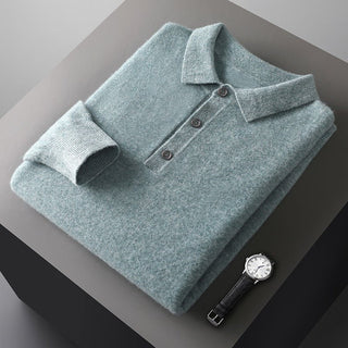 Samuel Strickpullover mit Polokragen und Knopfleiste - Strickwaren - Grün - Müller Mode