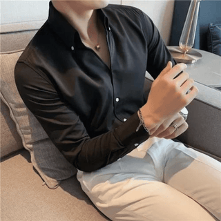 Sebastian Slim - Fit Hemd mit Stehkragen - Hemden - Schwarz - Müller Mode